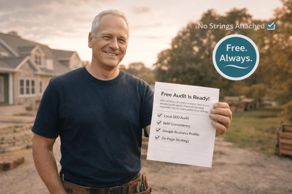 Man holding audit promotional flyer.